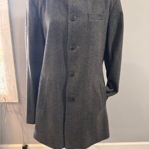 Kenneth Cole Reaction Wool Blend Military Coat – Gray Herringbone (Men’s Medium